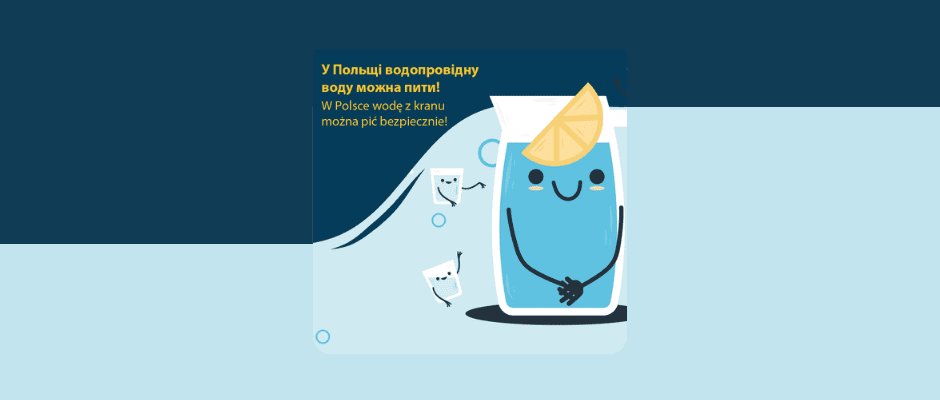 Materiały promujące picie wody z kranu w języku ukraińskim